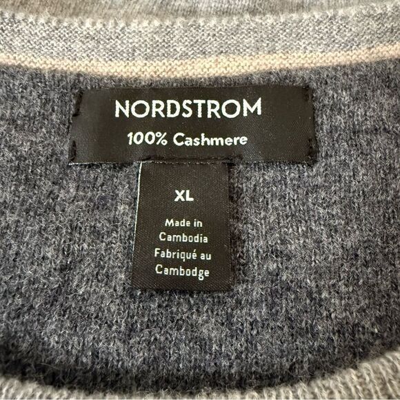 Nordstrom Sweater Mens Sz XL Gray Knit 100% Cashmere Crewneck Super Soft Classic - Picture 8 of 11